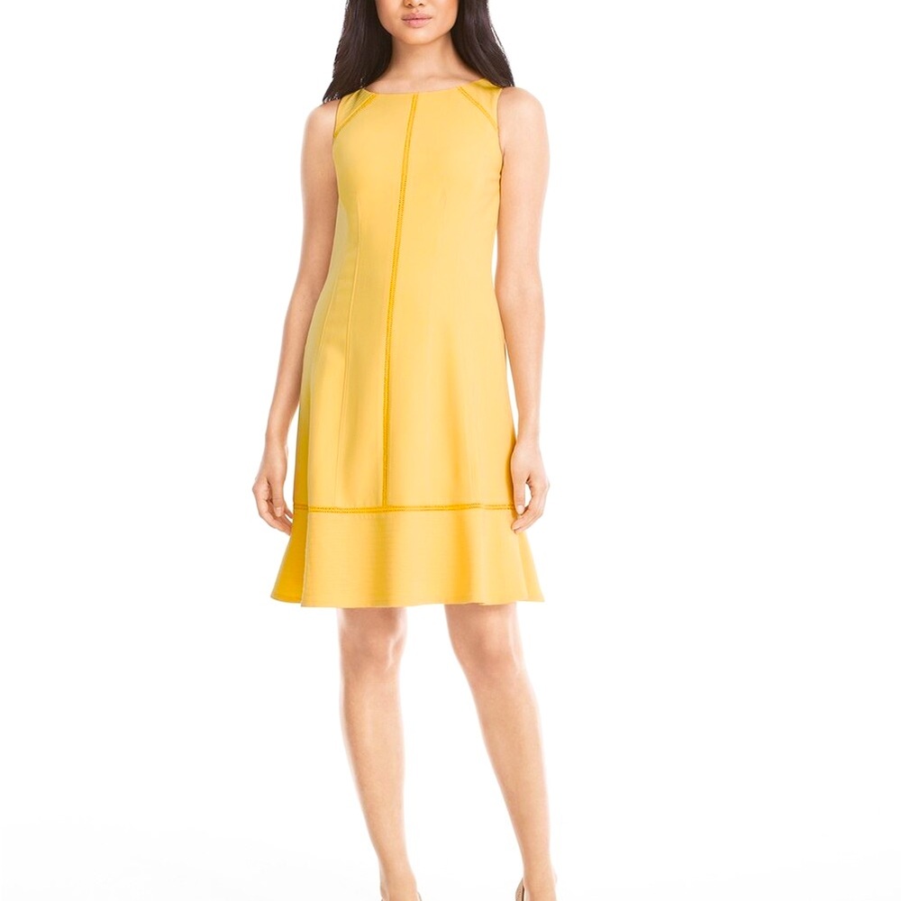 WHBM Fit-And-Flare Dress in ‘Maize yellow’
